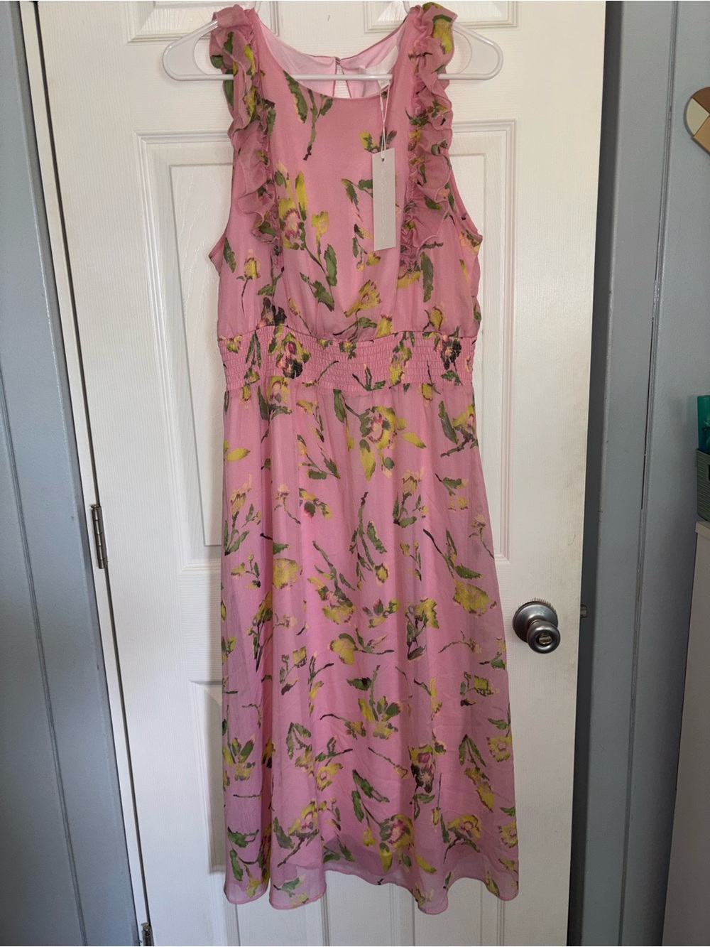Adyson Parker Pink Floral Ruffle Maxi Dress